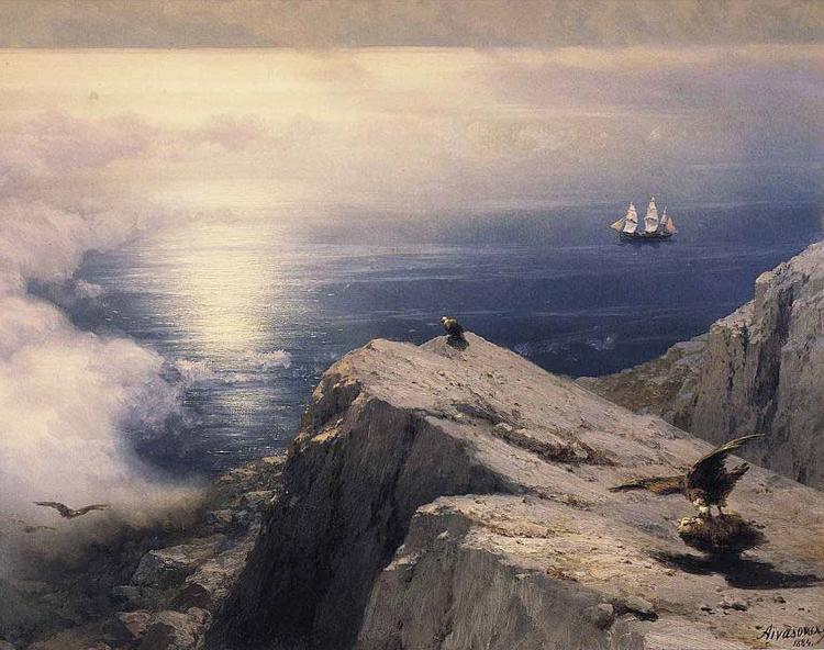 Ivan Aivazovsky A Rocky Coastal Landscape in the Aegean with Ships in the Distance oil painting picture